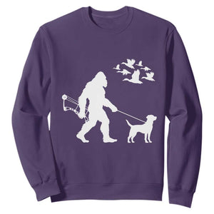 Funny Bow Hunter Sweatshirt Bigfoot Walking Labrador Hunting Dog Gift - Print Your Wear