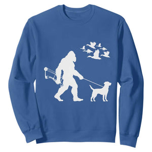 Funny Bow Hunter Sweatshirt Bigfoot Walking Labrador Hunting Dog Gift - Print Your Wear