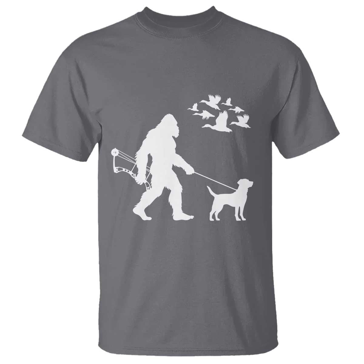 Funny Bow Hunter T Shirt Bigfoot Walking Labrador Hunting Dog Gift TS12 Charcoal Print Your Wear