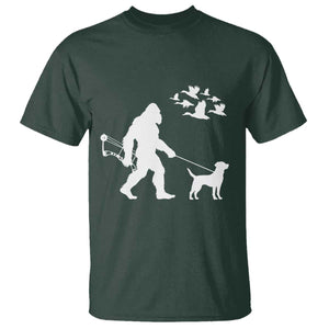 Funny Bow Hunter T Shirt Bigfoot Walking Labrador Hunting Dog Gift TS12 Dark Forest Green Print Your Wear