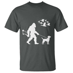 Funny Bow Hunter T Shirt Bigfoot Walking Labrador Hunting Dog Gift TS12 Dark Heather Print Your Wear