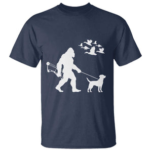 Funny Bow Hunter T Shirt Bigfoot Walking Labrador Hunting Dog Gift TS12 Navy Print Your Wear