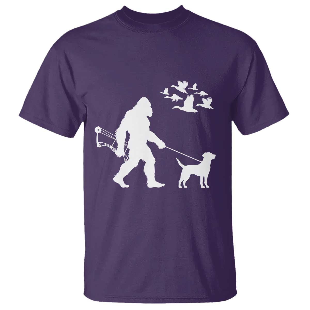 Funny Bow Hunter T Shirt Bigfoot Walking Labrador Hunting Dog Gift TS12 Purple Print Your Wear