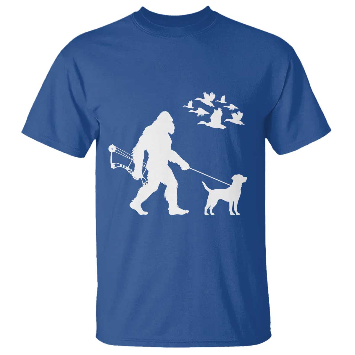 Funny Bow Hunter T Shirt Bigfoot Walking Labrador Hunting Dog Gift TS12 Royal Blue Print Your Wear