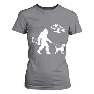 Funny Bow Hunter T Shirt For Women Bigfoot Walking Labrador Hunting Dog Gift TS12 Charcoal Print Your Wear