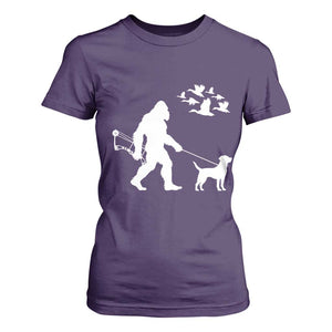 Funny Bow Hunter T Shirt For Women Bigfoot Walking Labrador Hunting Dog Gift TS12 Purple Print Your Wear