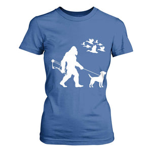 Funny Bow Hunter T Shirt For Women Bigfoot Walking Labrador Hunting Dog Gift TS12 Royal Blue Print Your Wear