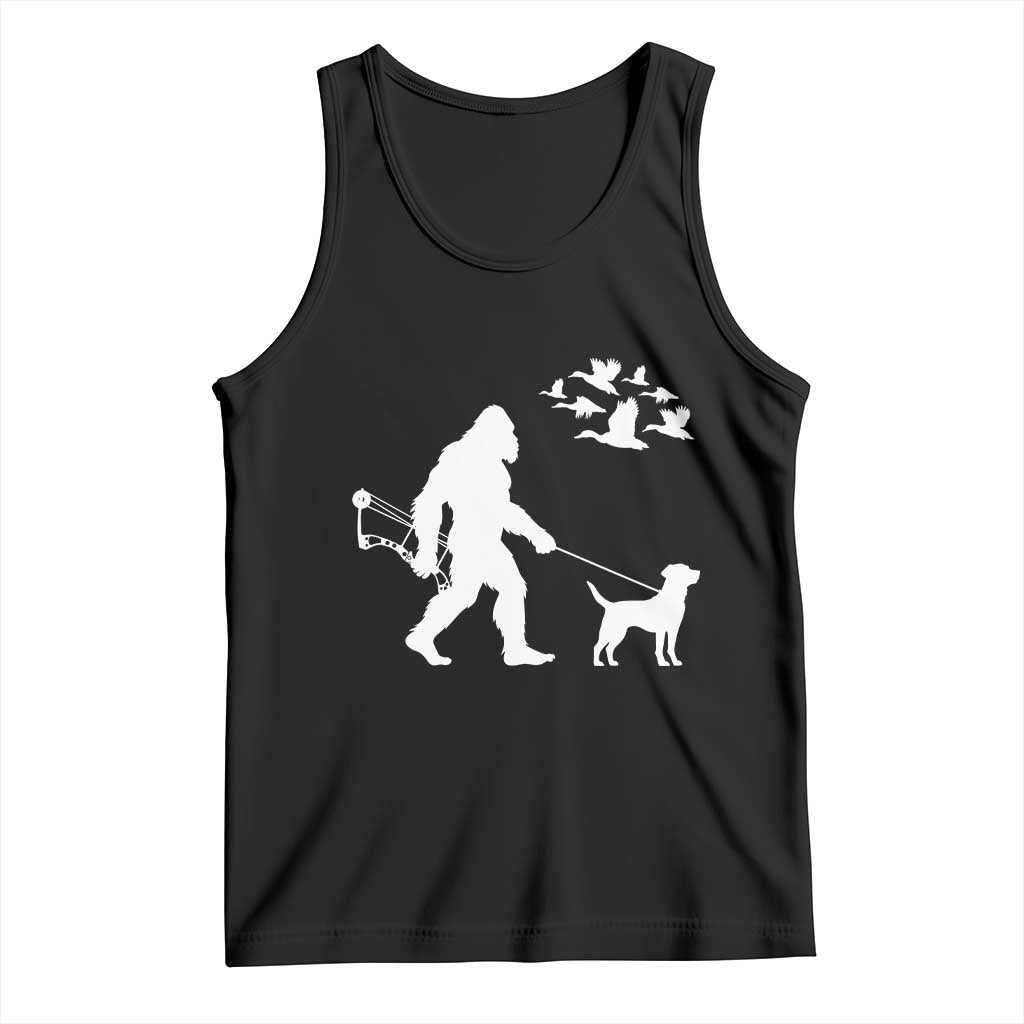 Funny Bow Hunter Tank Top Bigfoot Walking Labrador Hunting Dog Gift TS12 Black Print Your Wear