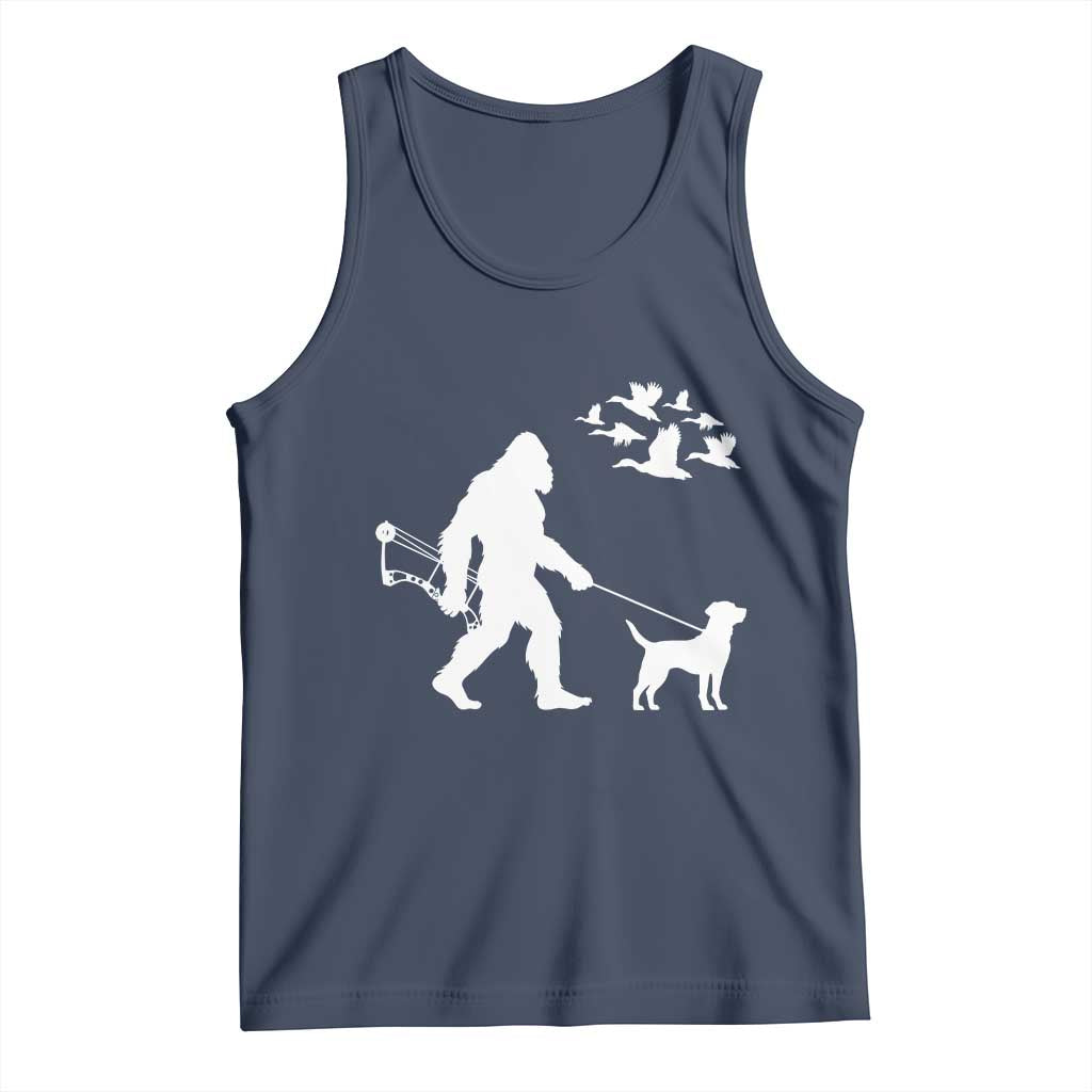 Funny Bow Hunter Tank Top Bigfoot Walking Labrador Hunting Dog Gift TS12 Navy Print Your Wear