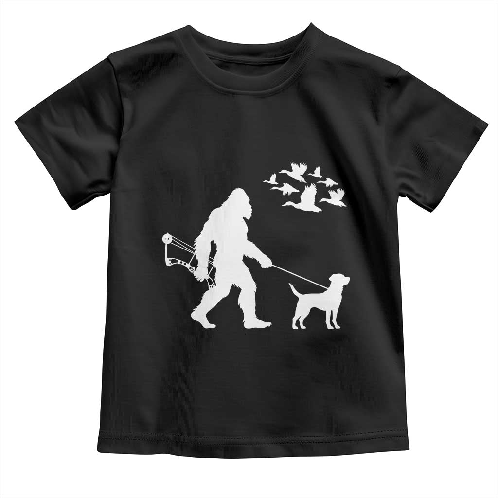 Funny Bow Hunter Toddler T Shirt Bigfoot Walking Labrador Hunting Dog Gift TS12 Black Print Your Wear