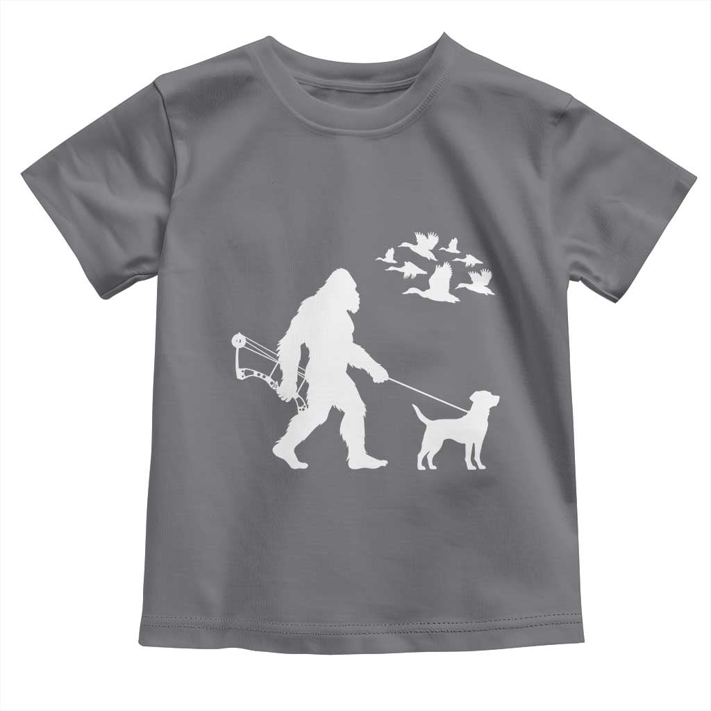Funny Bow Hunter Toddler T Shirt Bigfoot Walking Labrador Hunting Dog Gift TS12 Charcoal Print Your Wear