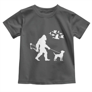Funny Bow Hunter Toddler T Shirt Bigfoot Walking Labrador Hunting Dog Gift TS12 Dark Heather Print Your Wear