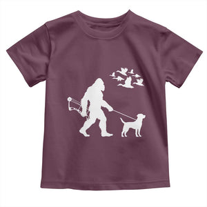 Funny Bow Hunter Toddler T Shirt Bigfoot Walking Labrador Hunting Dog Gift TS12 Maroon Print Your Wear