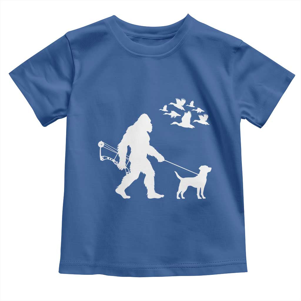 Funny Bow Hunter Toddler T Shirt Bigfoot Walking Labrador Hunting Dog Gift TS12 Royal Blue Print Your Wear