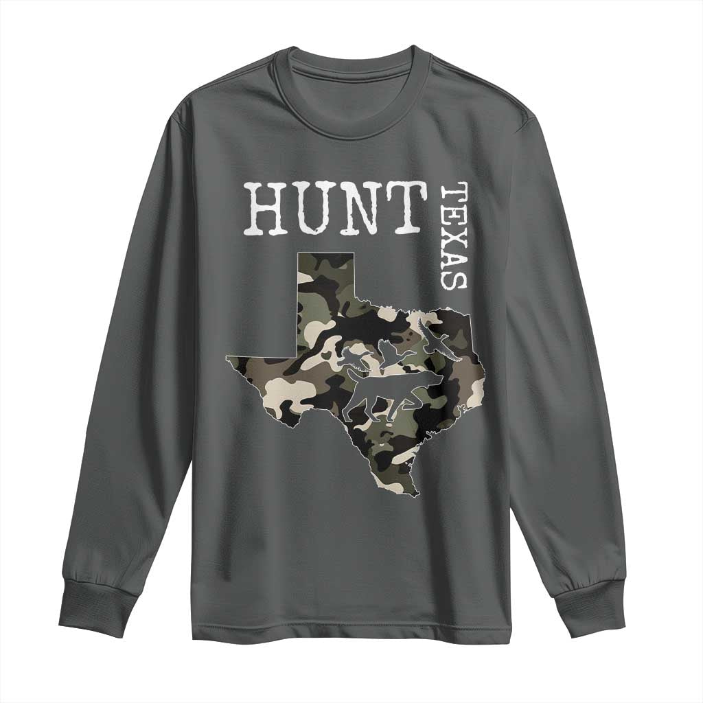 Texas Hunter Gift Long Sleeve Shirt Labrador Retriever Duck Hunting Dog TS12 Dark Heather Print Your Wear