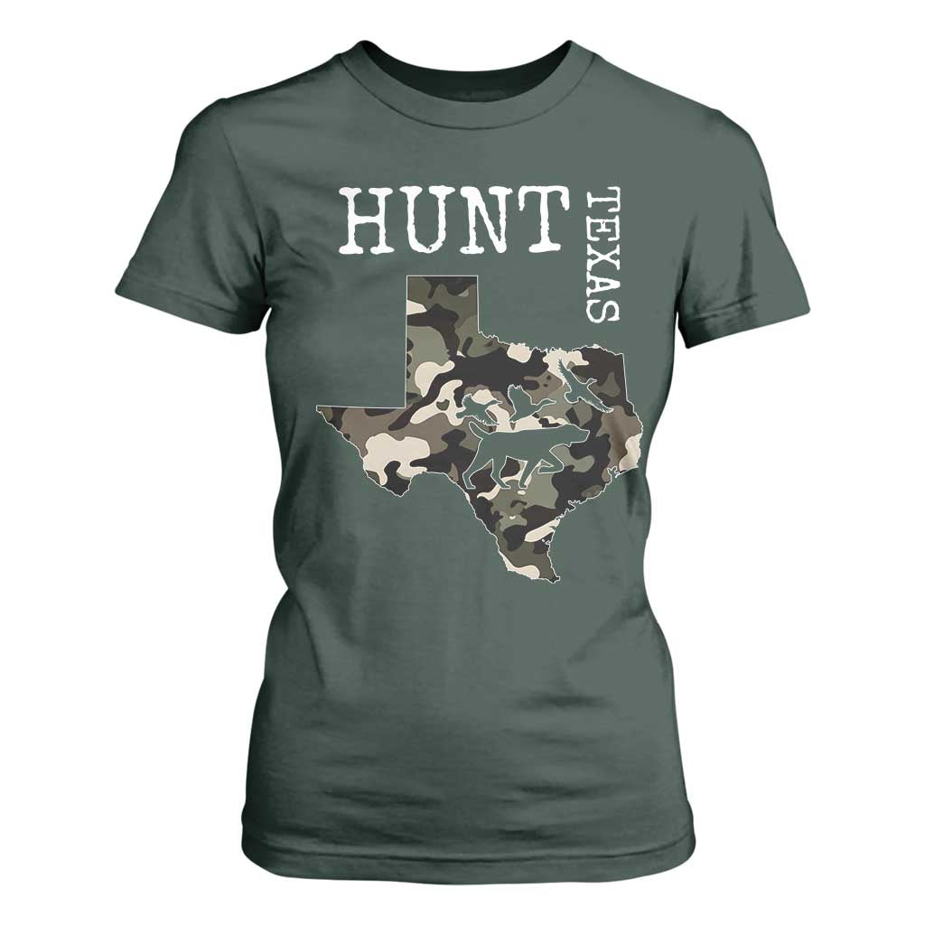 Texas Hunter Gift T Shirt For Women Labrador Retriever Duck Hunting Dog TS12 Dark Forest Green Print Your Wear