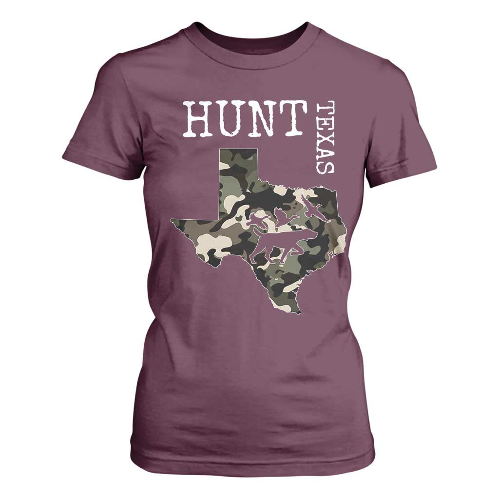 Texas Hunter Gift T Shirt For Women Labrador Retriever Duck Hunting Dog TS12 Maroon Print Your Wear