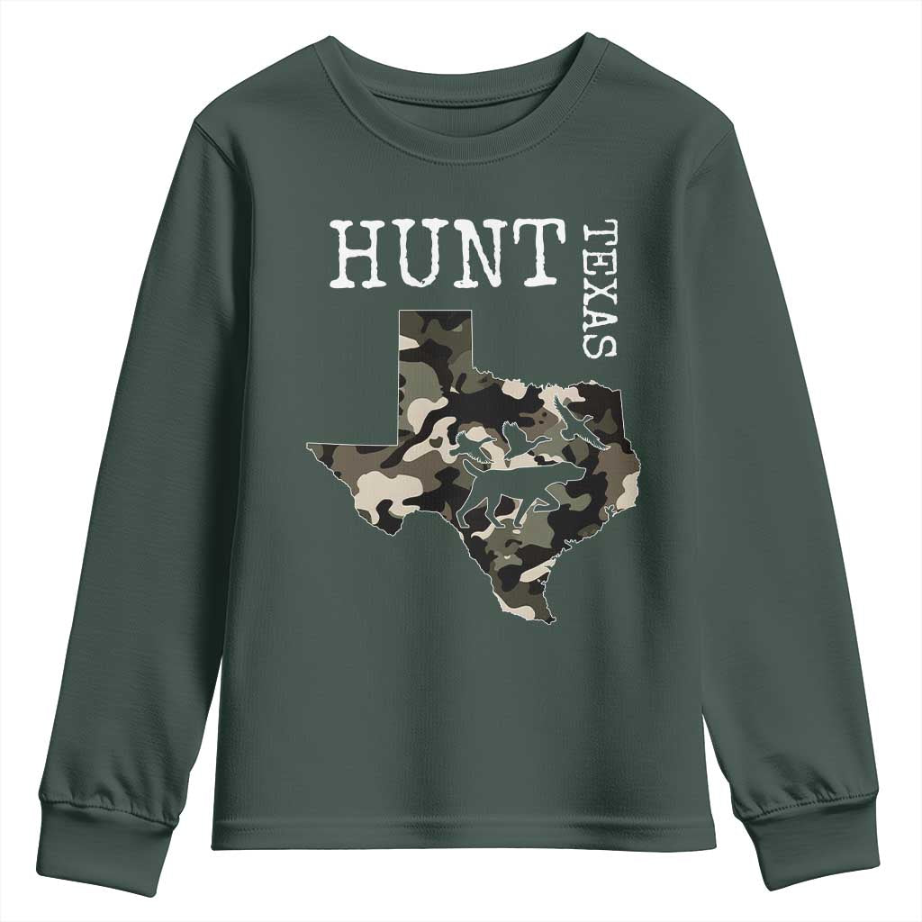 Texas Hunter Gift Youth Sweatshirt Labrador Retriever Duck Hunting Dog TS12 Dark Forest Green Print Your Wear