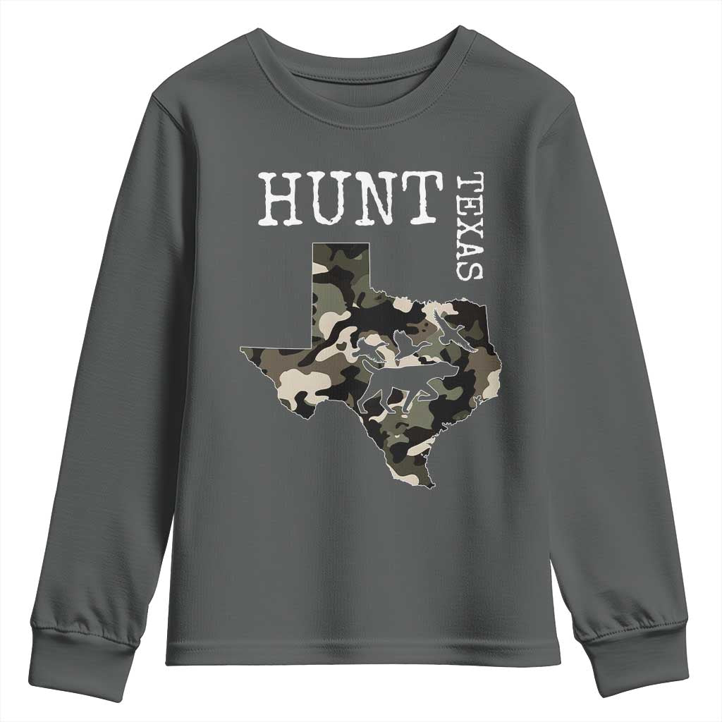 Texas Hunter Gift Youth Sweatshirt Labrador Retriever Duck Hunting Dog TS12 Dark Heather Print Your Wear