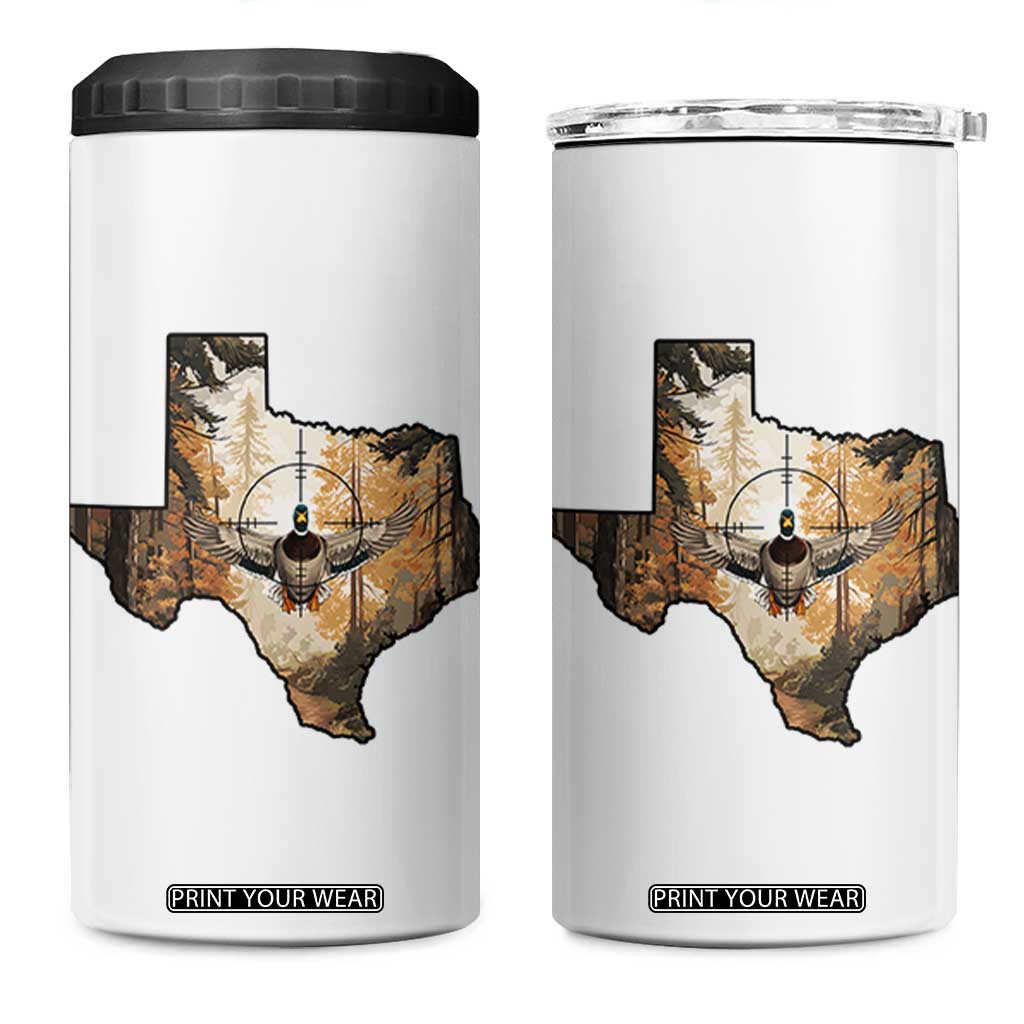 Funny Texas Duck Hunting Season 4 in 1 Can Cooler Tumbler Hunter Gift TS12 One Size: 16 oz White Print Your Wear