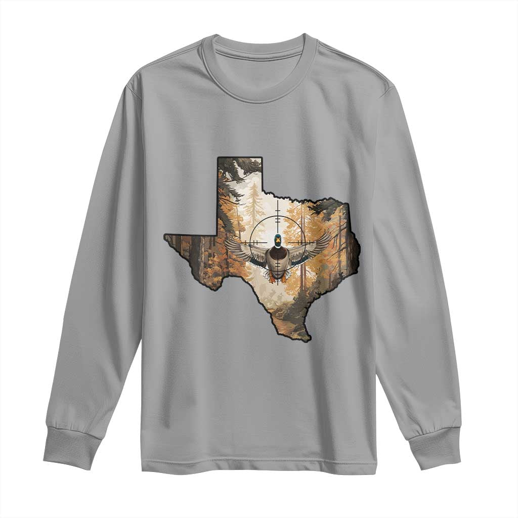 Funny Texas Duck Hunting Season Long Sleeve Shirt Hunter Gift TS12 Sport Gray Print Your Wear
