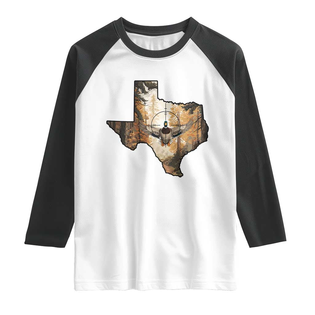 Funny Texas Duck Hunting Season Raglan Shirt Hunter Gift TS12 White Black Print Your Wear
