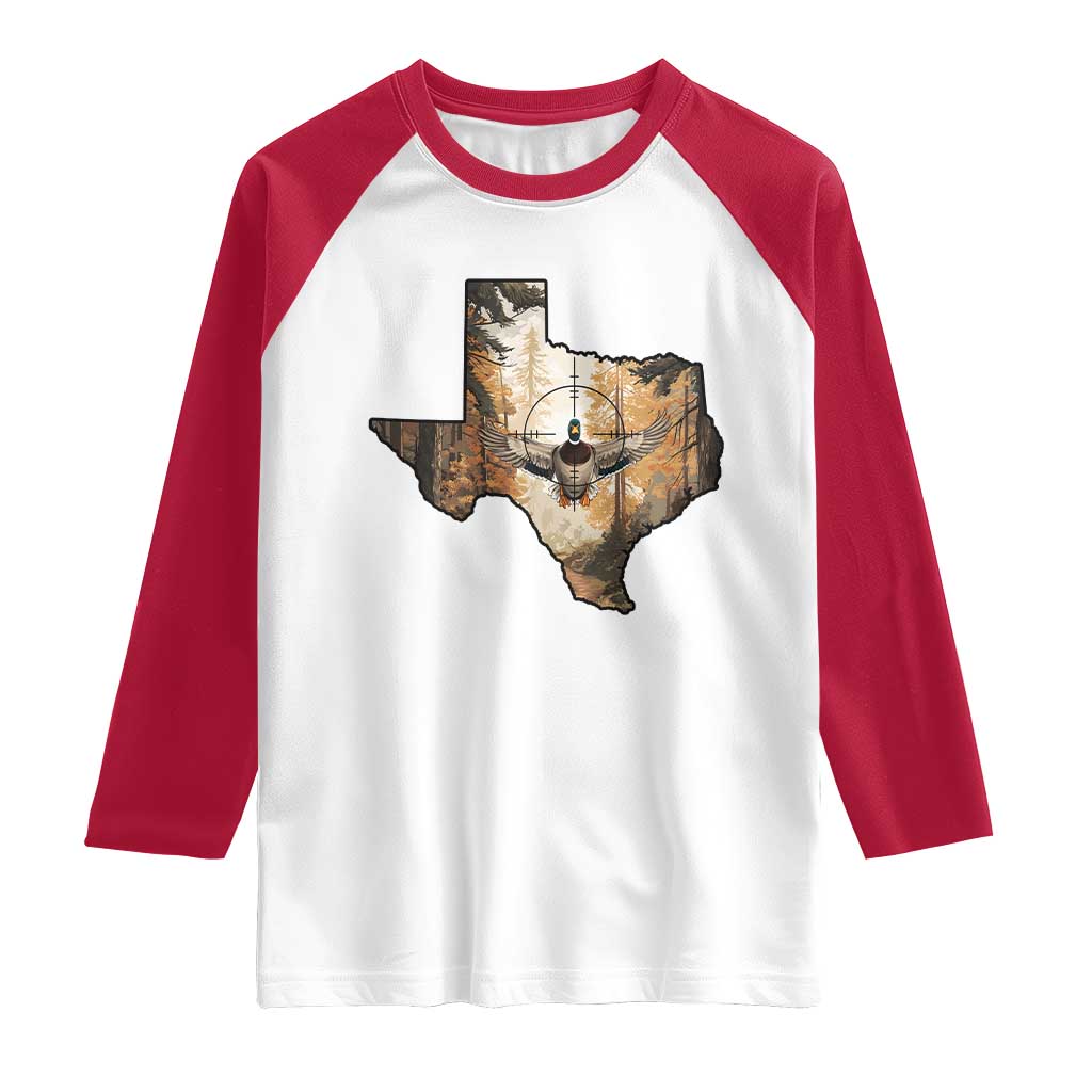 Funny Texas Duck Hunting Season Raglan Shirt Hunter Gift TS12 White Red Print Your Wear
