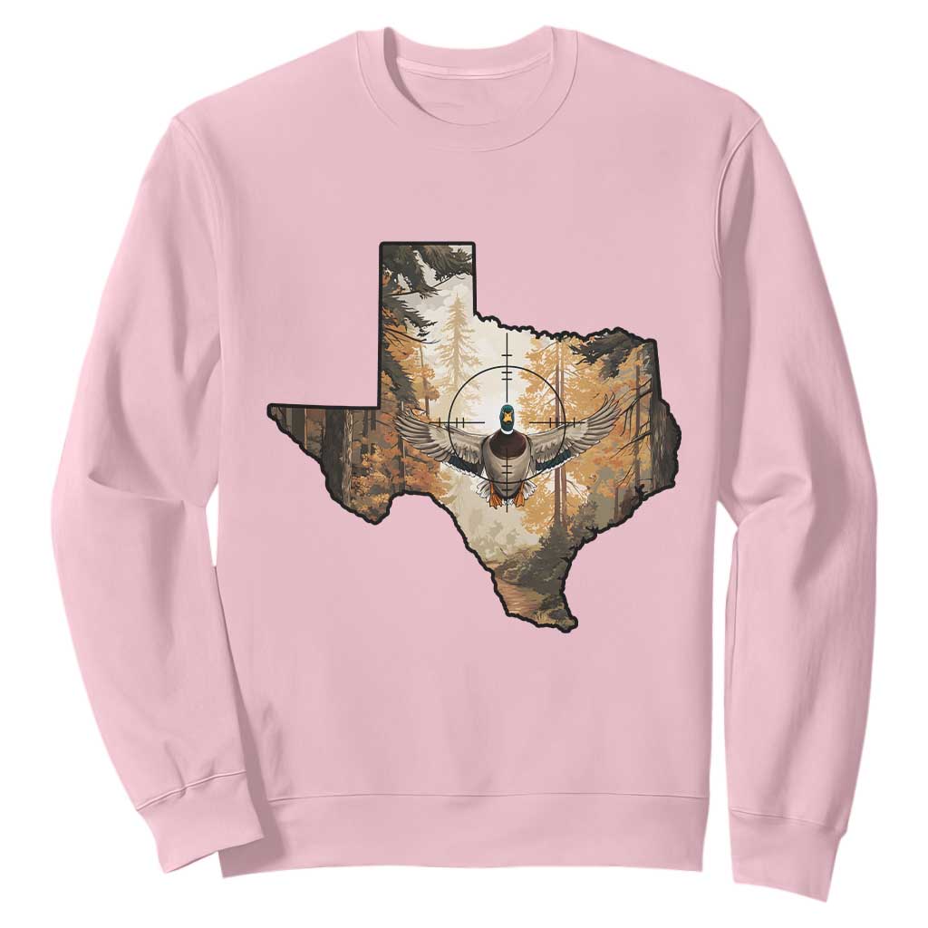 Funny Texas Duck Hunting Season Sweatshirt Hunter Gift TS12 Light Pink Print Your Wear