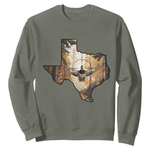Funny Texas Duck Hunting Season Sweatshirt Hunter Gift TS12 Military Green Print Your Wear