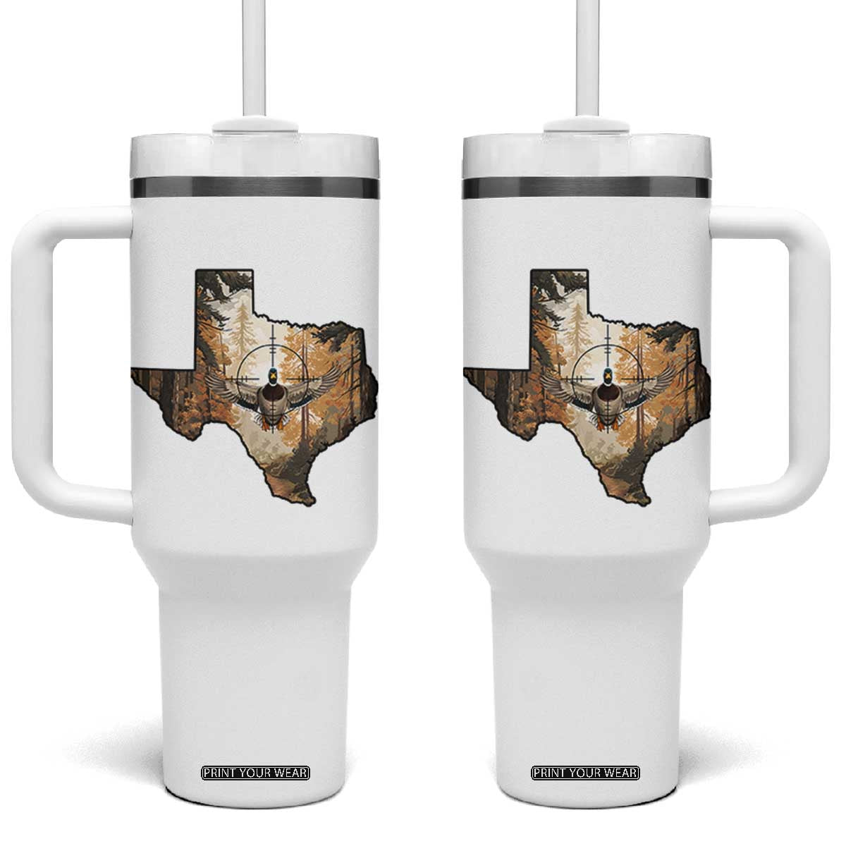 Funny Texas Duck Hunting Season Tumbler With Handle Hunter Gift TS12 One Size: 40 oz White Print Your Wear