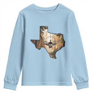 Funny Texas Duck Hunting Season Youth Sweatshirt Hunter Gift TS12 Light Blue Print Your Wear