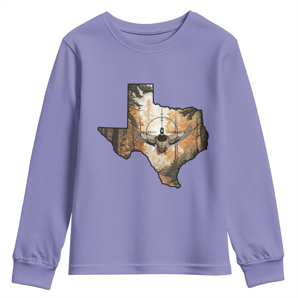 Funny Texas Duck Hunting Season Youth Sweatshirt Hunter Gift TS12 Violet Print Your Wear