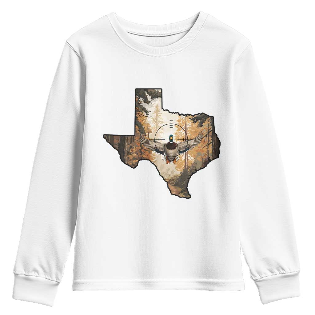 Funny Texas Duck Hunting Season Youth Sweatshirt Hunter Gift TS12 White Print Your Wear