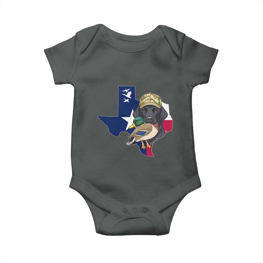 Funny Texas Duck Hunting Season Baby Onesie Black Labrador Hunter Gift TS12 Dark Heather Print Your Wear