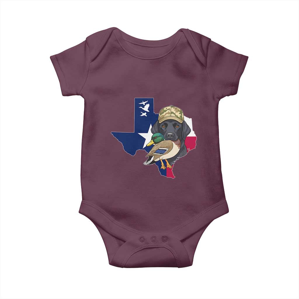 Funny Texas Duck Hunting Season Baby Onesie Black Labrador Hunter Gift TS12 Maroon Print Your Wear