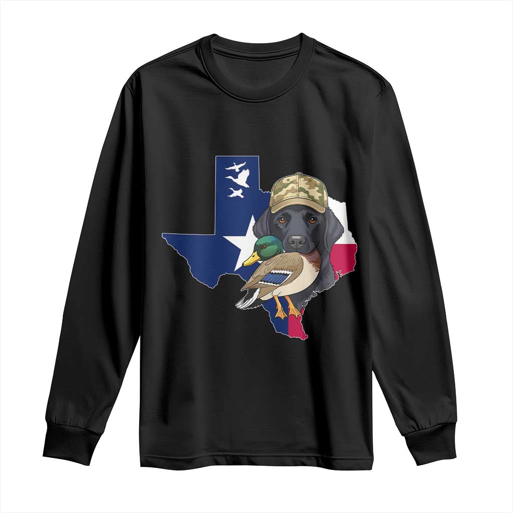Funny Texas Duck Hunting Season Long Sleeve Shirt Black Labrador Hunter Gift - Print Your Wear