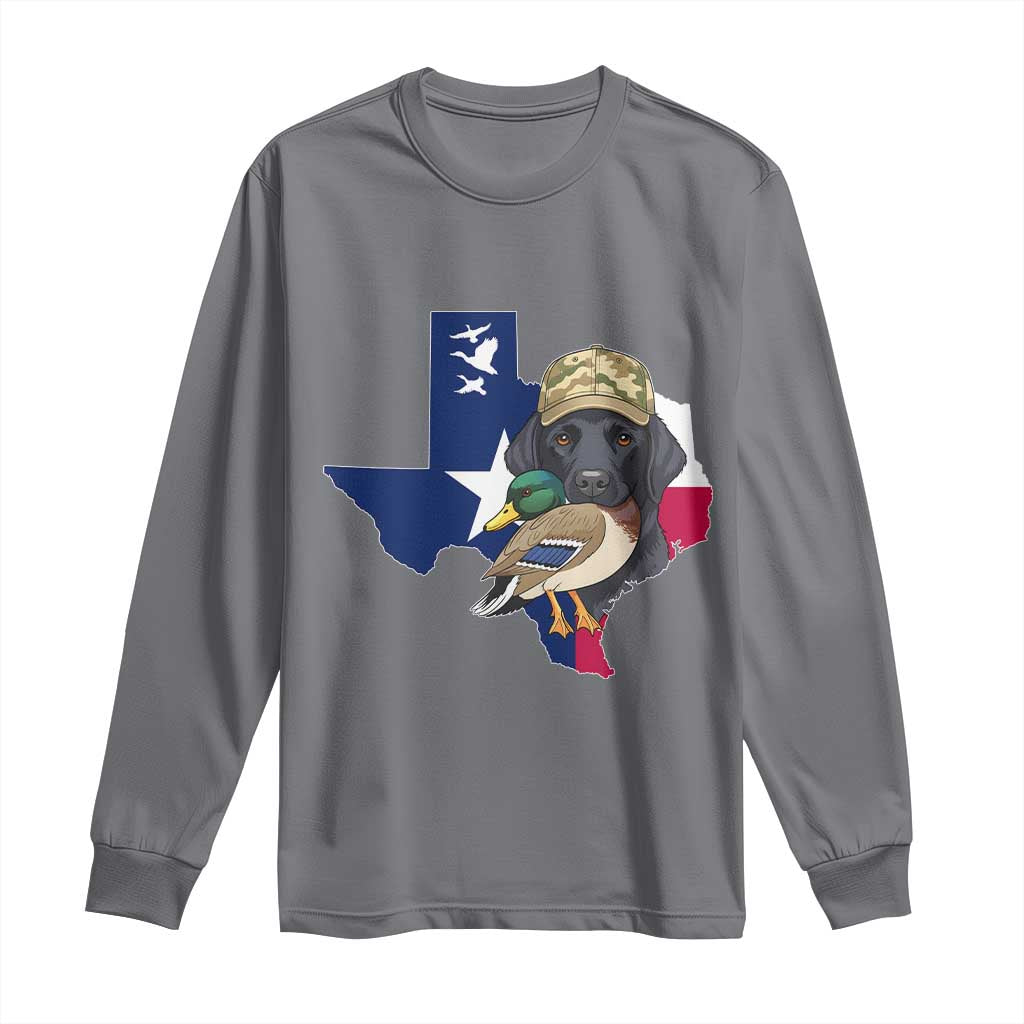 Funny Texas Duck Hunting Season Long Sleeve Shirt Black Labrador Hunter Gift TS12 Charcoal Print Your Wear