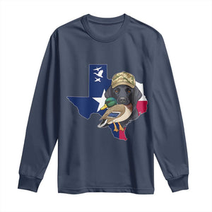 Funny Texas Duck Hunting Season Long Sleeve Shirt Black Labrador Hunter Gift TS12 Navy Print Your Wear