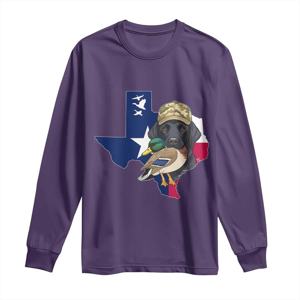 Funny Texas Duck Hunting Season Long Sleeve Shirt Black Labrador Hunter Gift TS12 Purple Print Your Wear