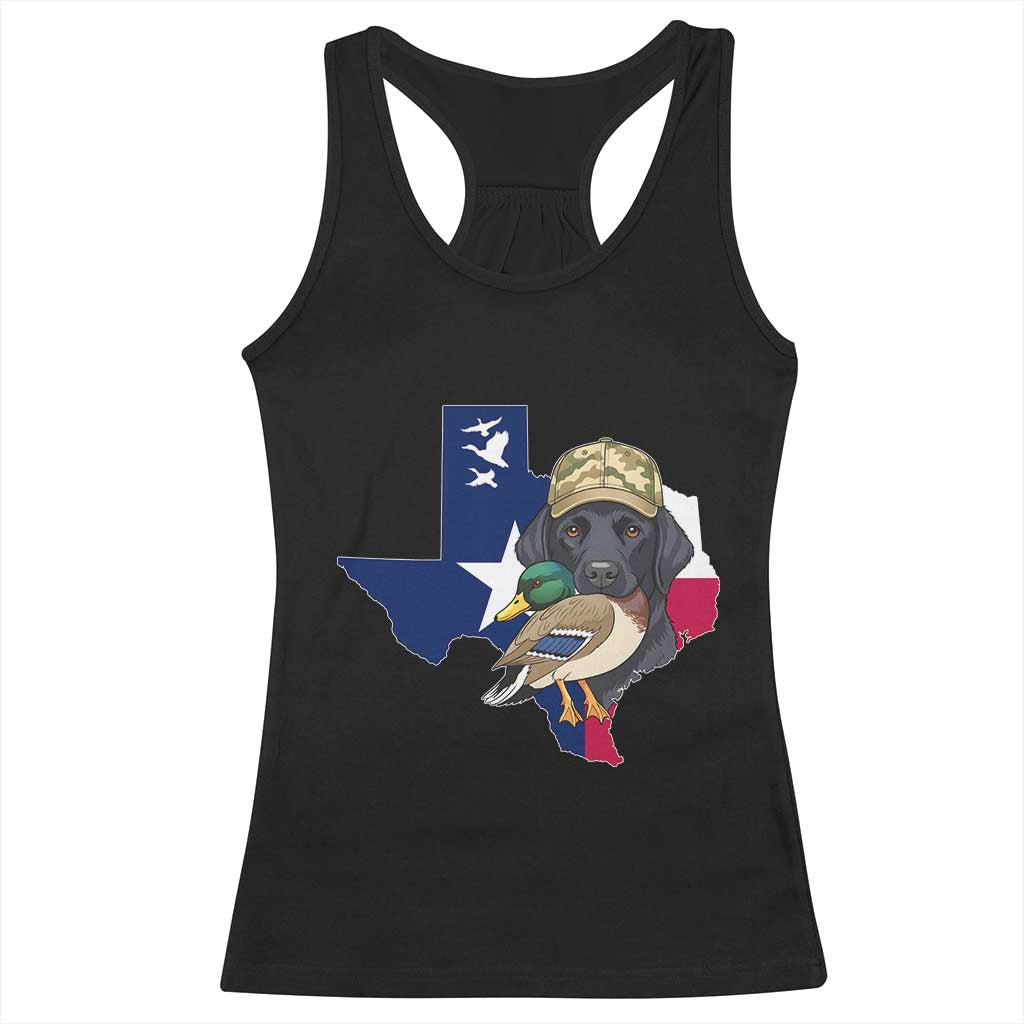 Funny Texas Duck Hunting Season Racerback Tank Top Black Labrador Hunter Gift - Print Your Wear