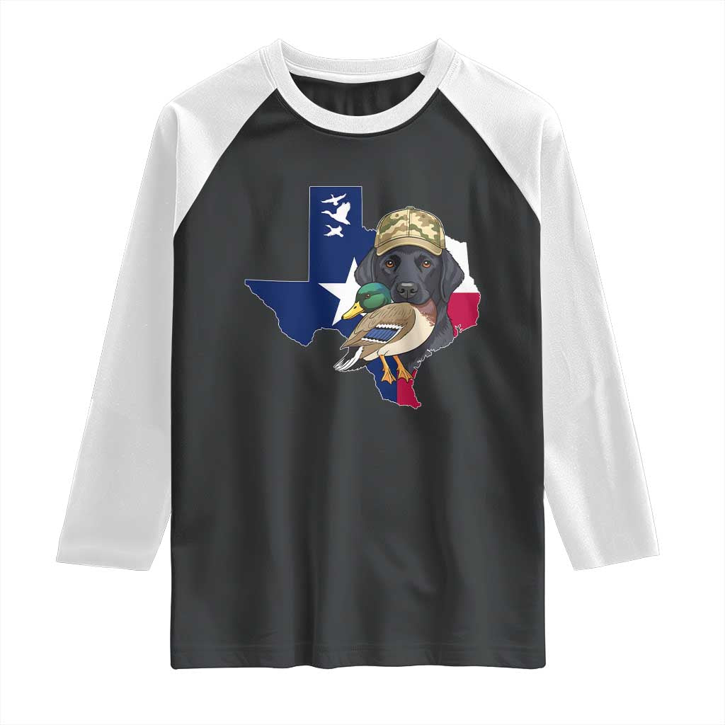 Funny Texas Duck Hunting Season Raglan Shirt Black Labrador Hunter Gift TS12 Black White Print Your Wear