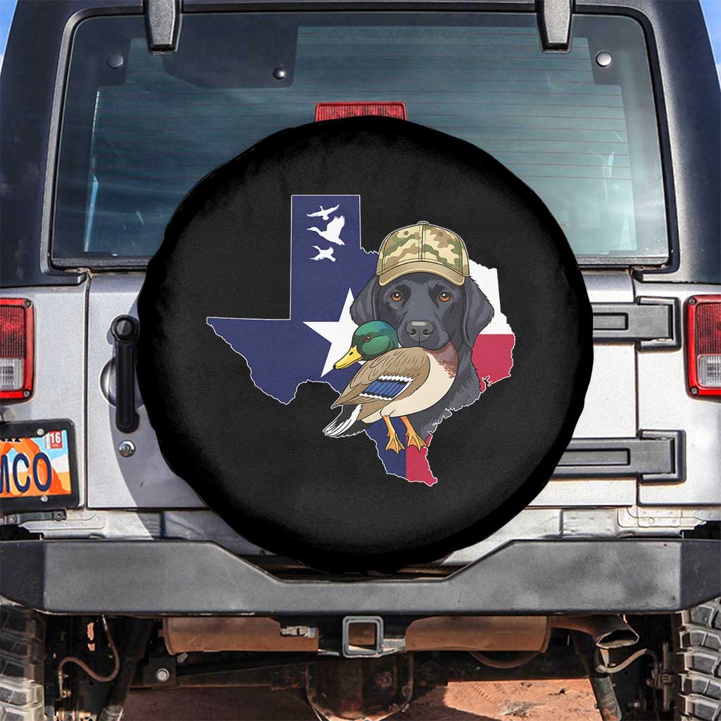 Funny Texas Duck Hunting Season Spare Tire Cover Black Labrador Hunter Gift TS12 No hole Black Print Your Wear