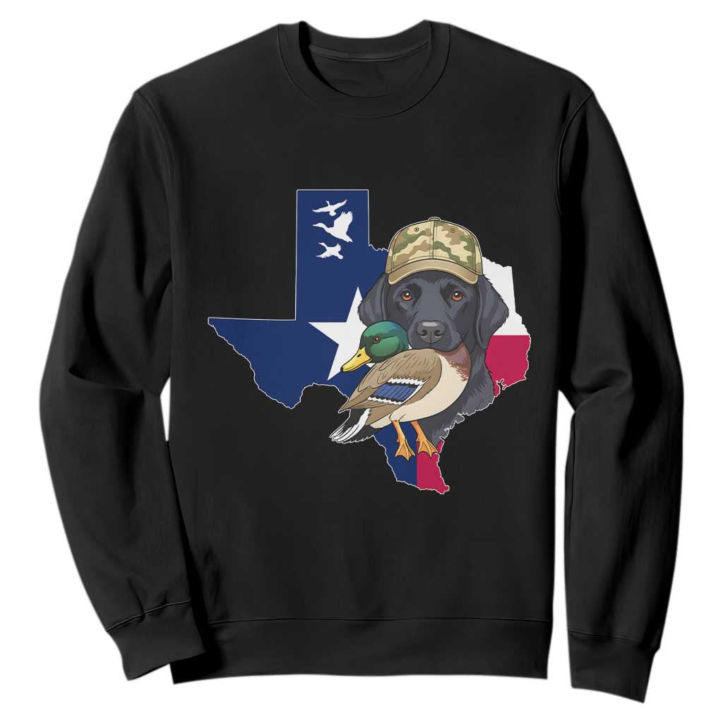 Funny Texas Duck Hunting Season Sweatshirt Black Labrador Hunter Gift TS12 Black Print Your Wear