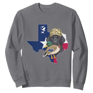 Funny Texas Duck Hunting Season Sweatshirt Black Labrador Hunter Gift - Print Your Wear
