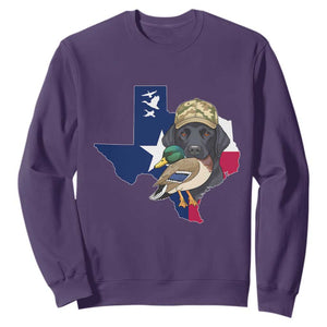 Funny Texas Duck Hunting Season Sweatshirt Black Labrador Hunter Gift TS12 Purple Print Your Wear