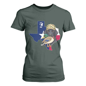 Funny Texas Duck Hunting Season T Shirt For Women Black Labrador Hunter Gift TS12 Dark Forest Green Print Your Wear