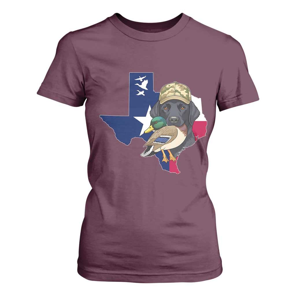 Funny Texas Duck Hunting Season T Shirt For Women Black Labrador Hunter Gift TS12 Maroon Print Your Wear