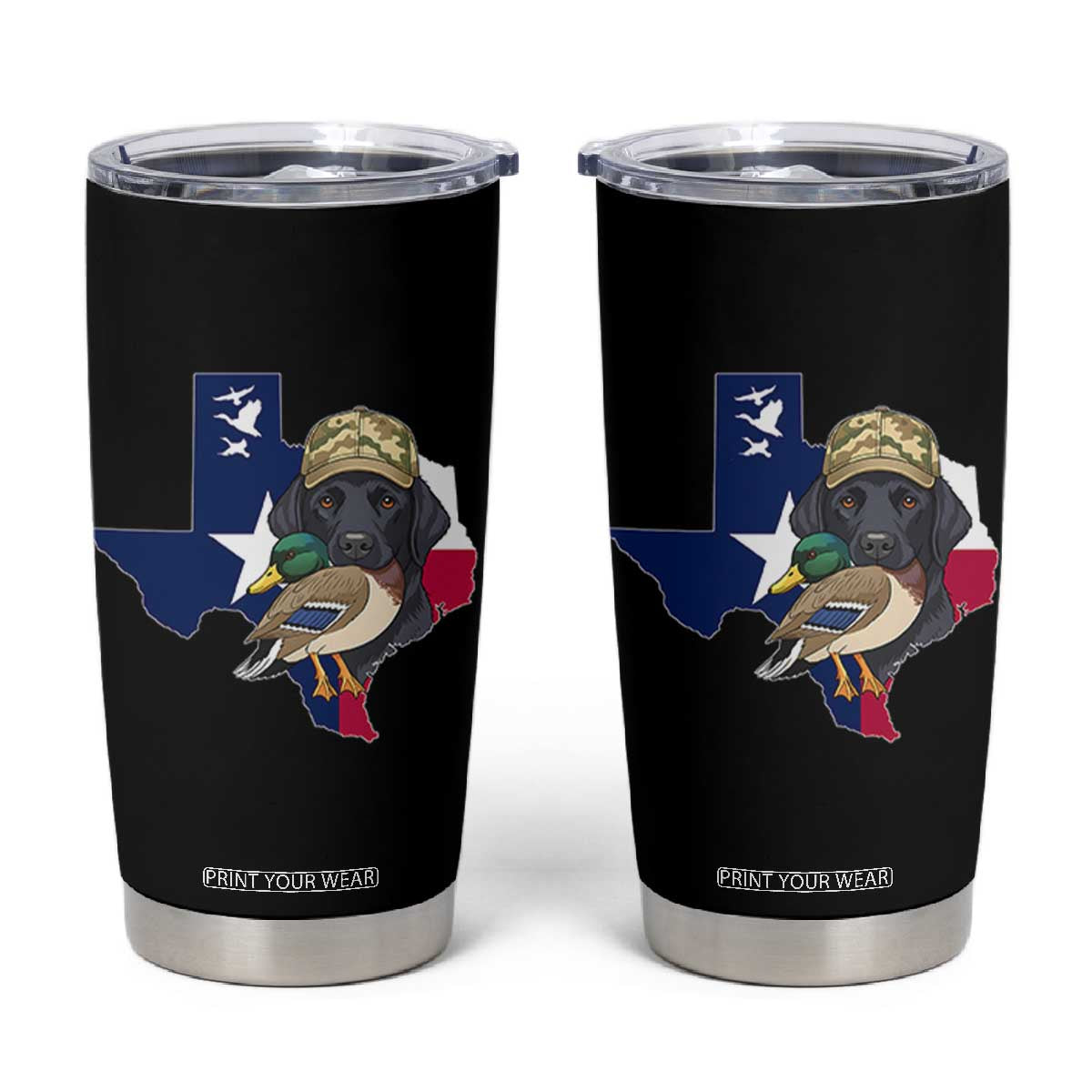 Funny Texas Duck Hunting Season Tumbler Cup Black Labrador Hunter Gift - Print Your Wear