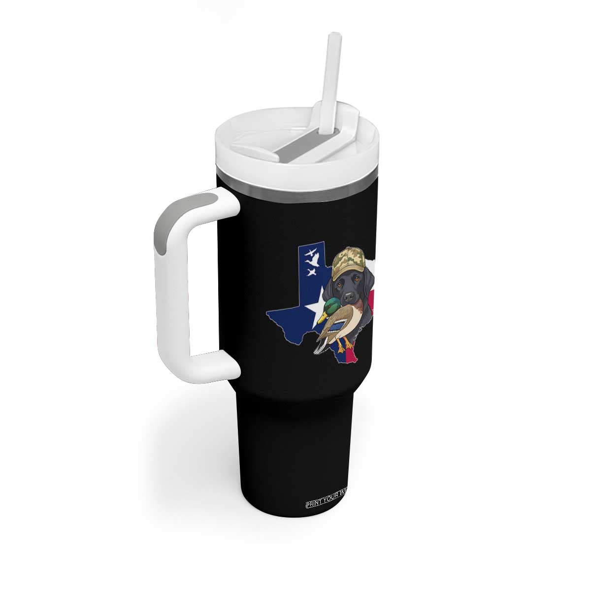 Funny Texas Duck Hunting Season Tumbler With Handle Black Labrador Hunter Gift TS12 Print Your Wear