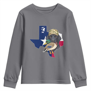 Funny Texas Duck Hunting Season Youth Sweatshirt Black Labrador Hunter Gift TS12 Charcoal Print Your Wear